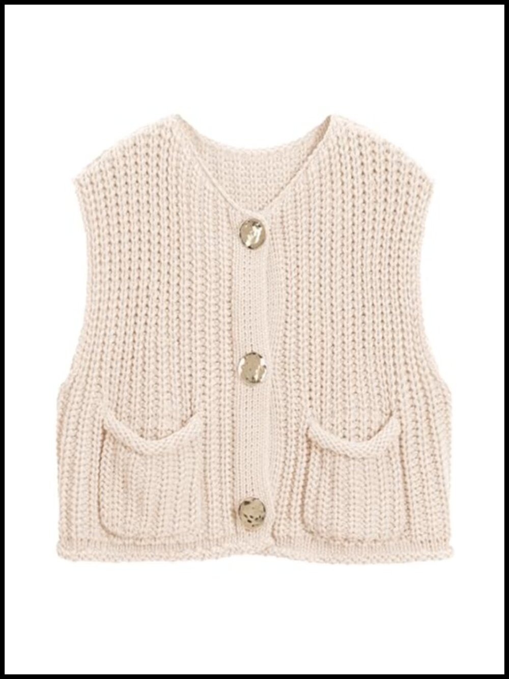 Crochet Button Down Sweater Vest Women Sleeveless Knit Top with Pockets